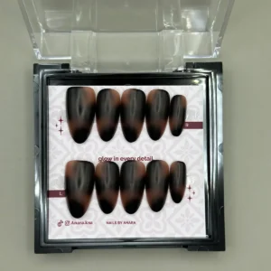 Amber Smoke Press-On Nails — Long Almond, Matte Aura — twenty-four nails in the ANARA box