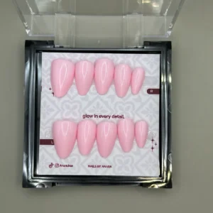 Bubblegum Press-On Nails — Medium Almond, Gloss — twenty-four nails in the ANARA box