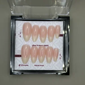 Cream Fade Press-On Nails — Long Almond, Ombré — twenty-four nails in the ANARA box
