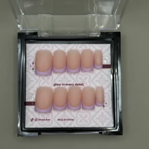 Lilac Tip Press-On Nails — Short Square, Matte French — twenty-four nails in the ANARA box