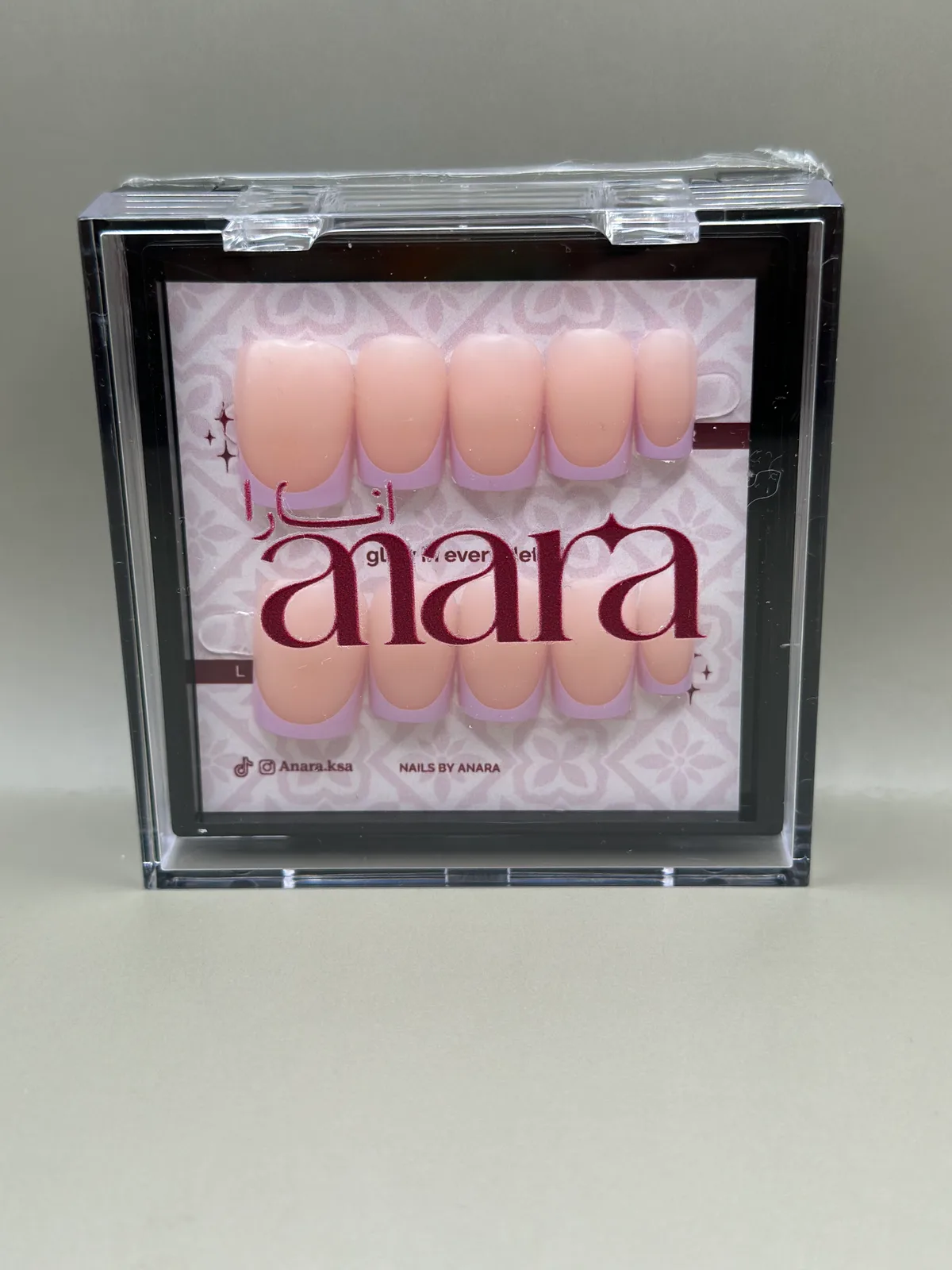 Lilac Tip Press-On Nails — Short Square, Matte French — detail view