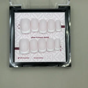 Milk White Tip Press-On Nails — Short Square, Classic French — twenty-four nails in the ANARA box